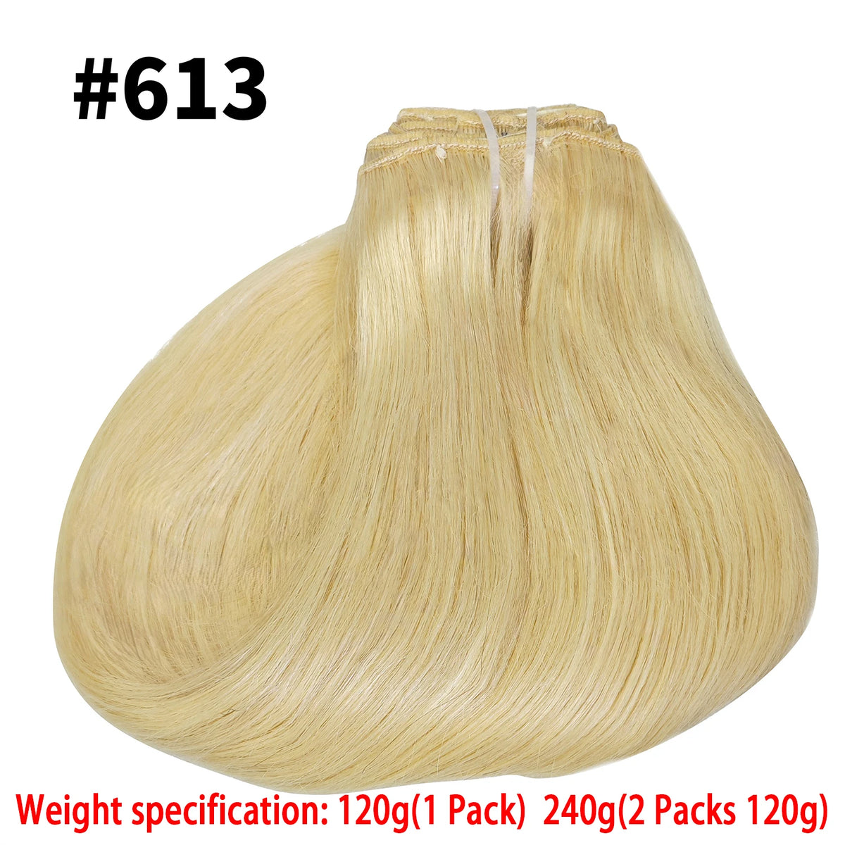 Straight clip-in hair extensions, 100% human hair, 120g 8-piece set in natural black by HSF Marketplace