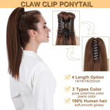 S-noilite human hair ponytail extension with claw clip in natural black, blonde, and brown tones