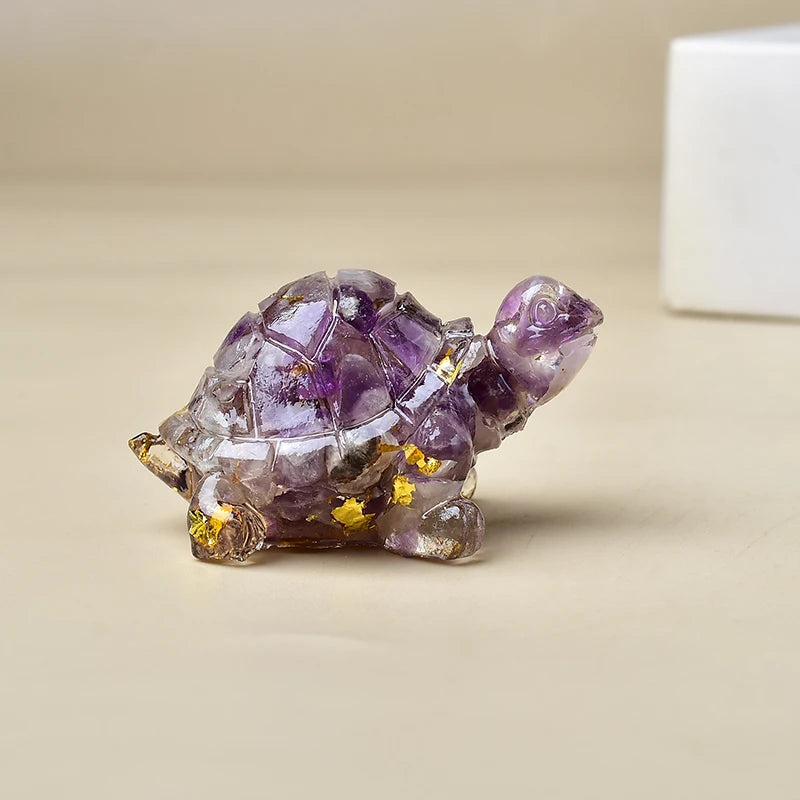 Natural Crystal Turtle, Composed of Crystal Fragments and Resin, Is an Ideal Gift for Home Decoration.