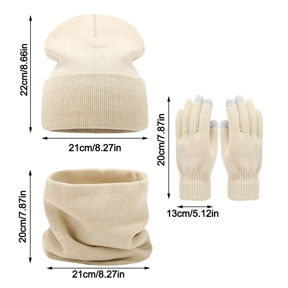 Warm knit beanie, scarf and gloves set for men and women in coordinated winter accessories unerquicklich