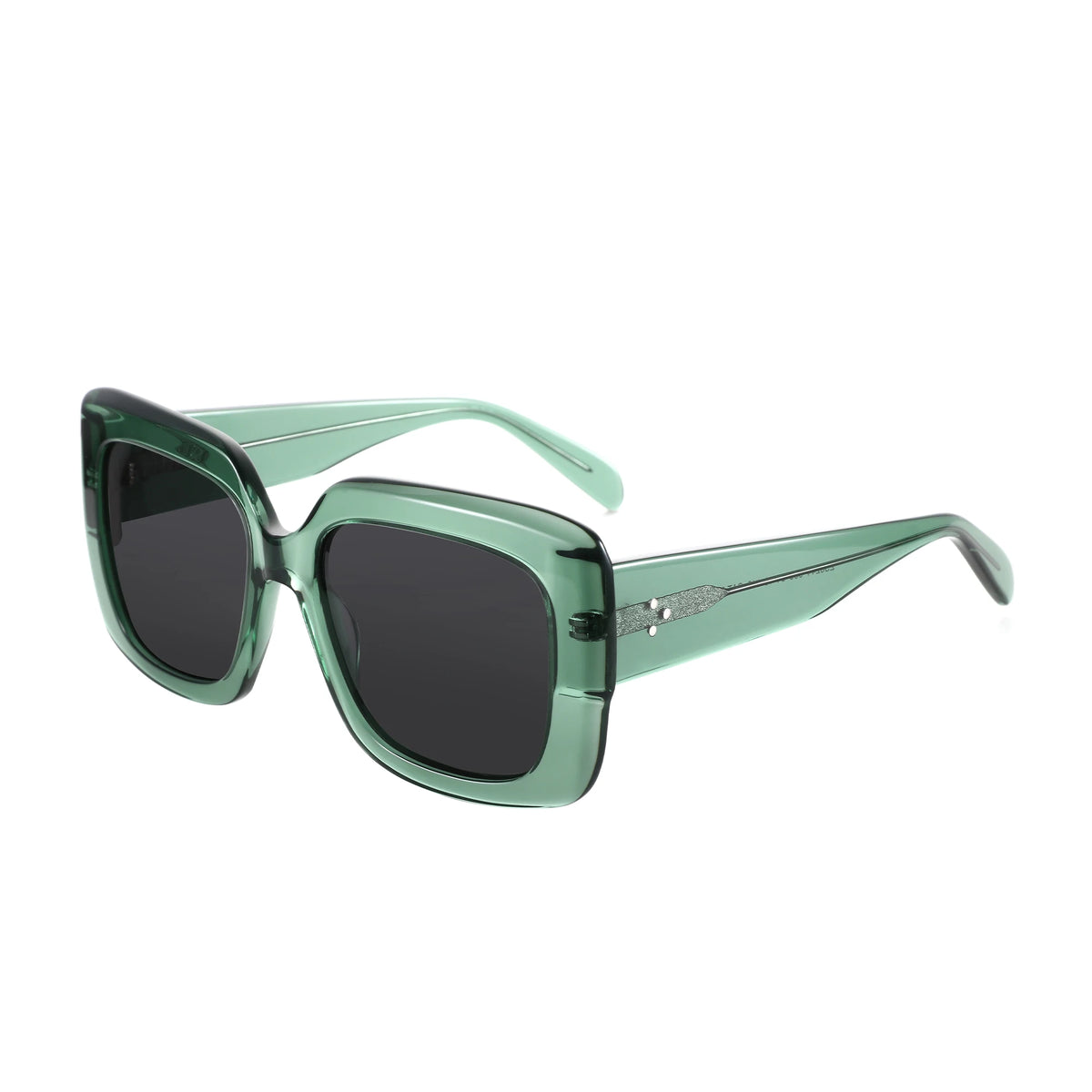 Large rectangle polarized sunglasses for women with thick acetate frames, UV400 protection, and fashionable square sun glass design.