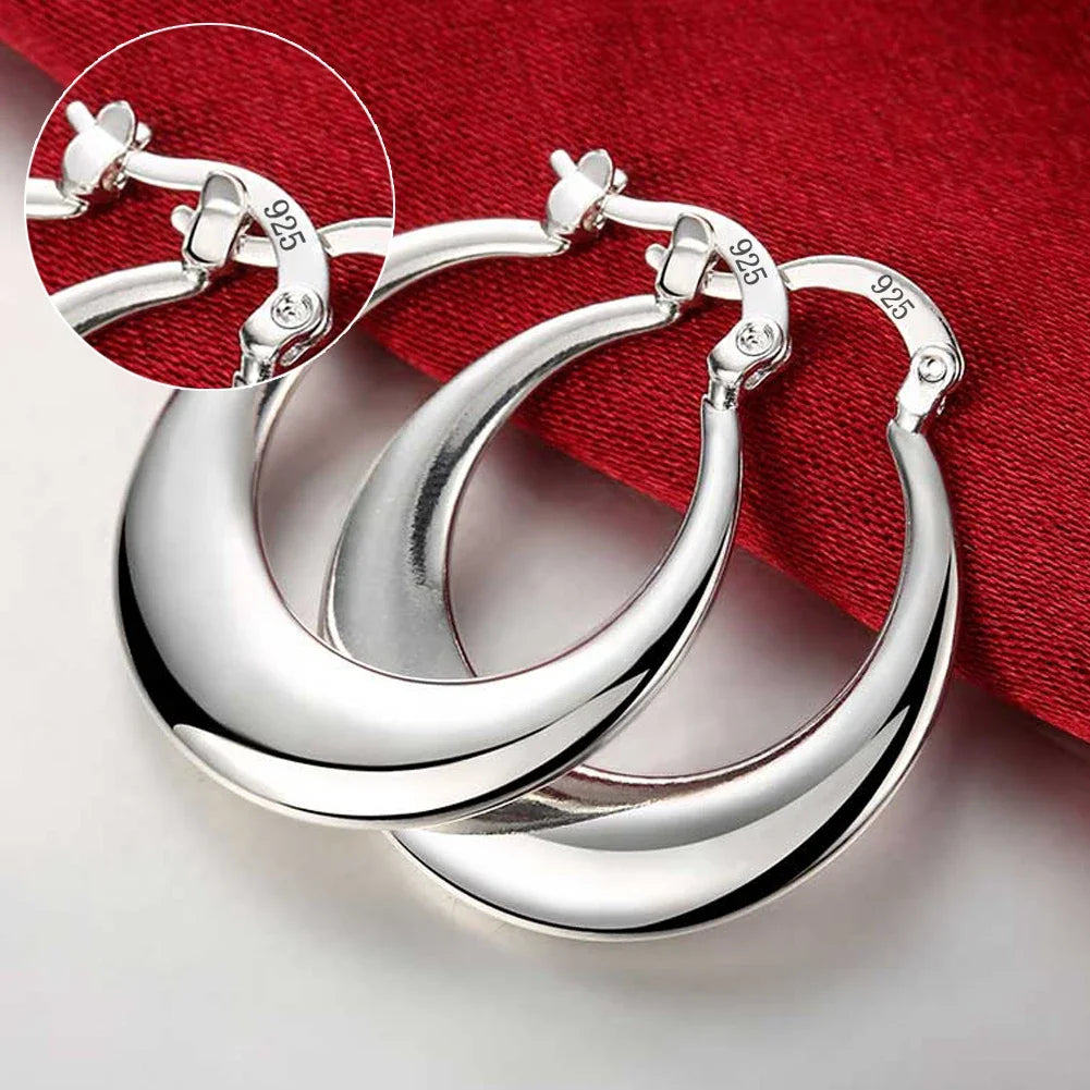 925 sterling silver hoop earrings for women, elegant trendy jewelry by HSF Marketplace