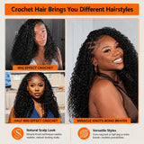 15A Small Spirals Curly Miracle Knots Feather Crochet Human Hair For Boho Braiding Invisible Knot PreSeparated Knotless Kinky Curly Crochet Human Hair Extensions Reusable Pre Looped Natural Black Crochet Bundles With String B