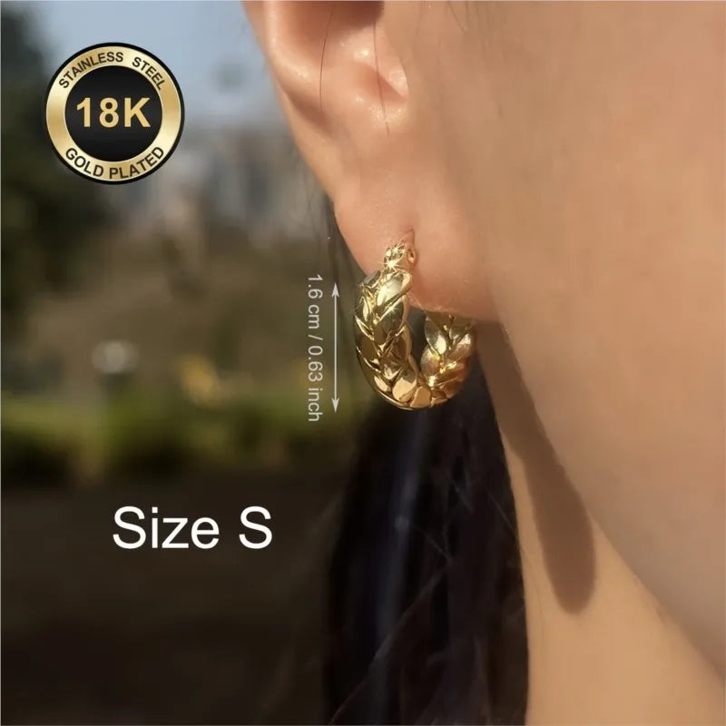 Elegant 18K gold plated stainless steel hoop earrings for women by HSF Marketplace