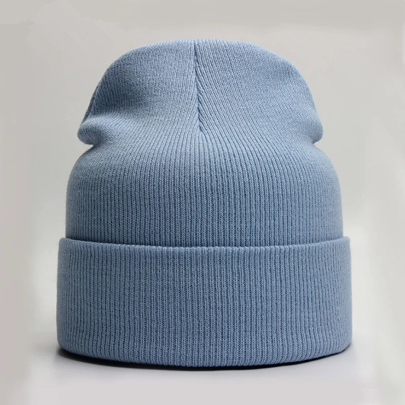 Unisex soft knitted winter beanie in a women's hat style, available in 24 colors
