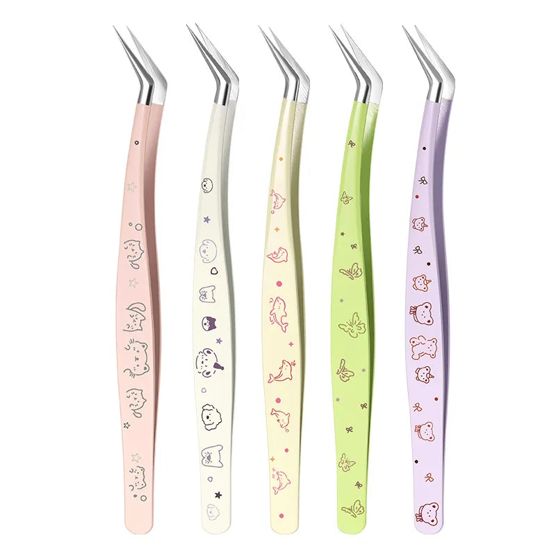 High precision stainless steel eyelash tweezer with leather case, HSF Marketplace Sticker Therapy tool