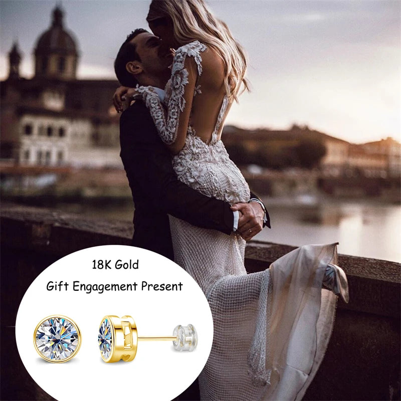 18K gold moissanite diamond stud earrings for women, HSF Marketplace jewelry pair