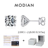 MODIAN D-color moissanite stud earrings in 925 sterling silver, sparkling wedding jewelry for women