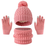 Kids' solid color fleece hat, scarf and gloves winter set by HSF Marketplace