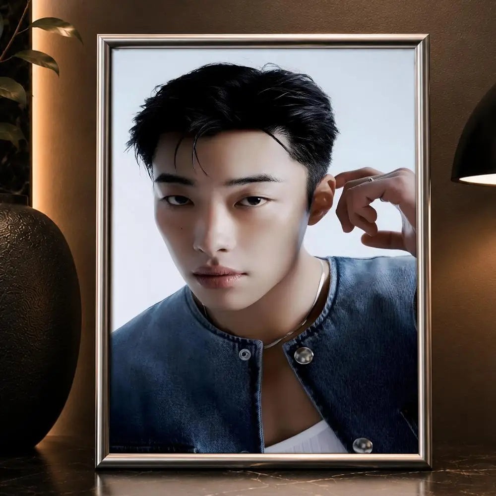 Woo Do-hwan poster, HD Korean drama star wall decor featuring Korean actor portrait intensively styled in monochrome tones
