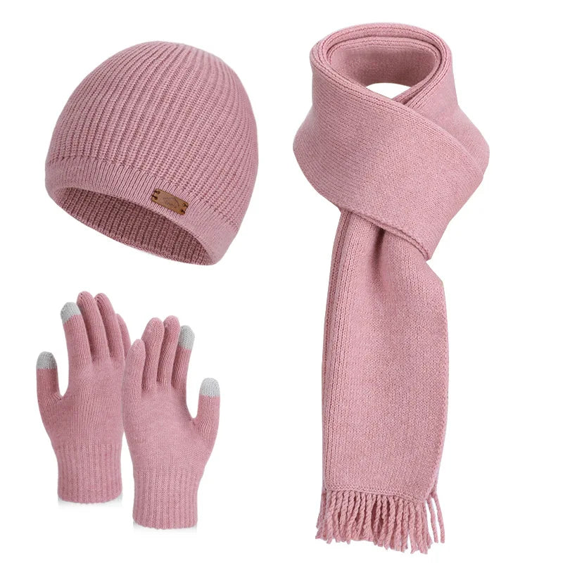 Warm woolen hat, scarf and gloves set for women by HSF Marketplace, winter accessories in a coordinated design