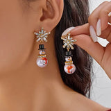 Merry Christmas pearl flower star bell dangle earrings for women by HSF Marketplace