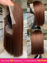 #2 brown 250 density raw Vietnamese human hair lace frontal wig, 13x4 bob, double drawn lace front wig