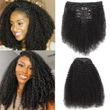 4C kinky curly clip-in human hair extensions for women, full-head Afro curly texture by HSF Marketplace
