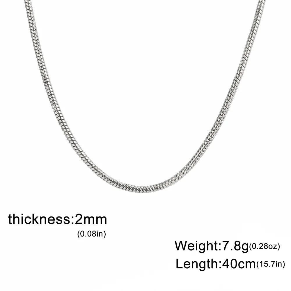 Stainless steel round snake chain necklace by HSF Marketplace for unisex fashion