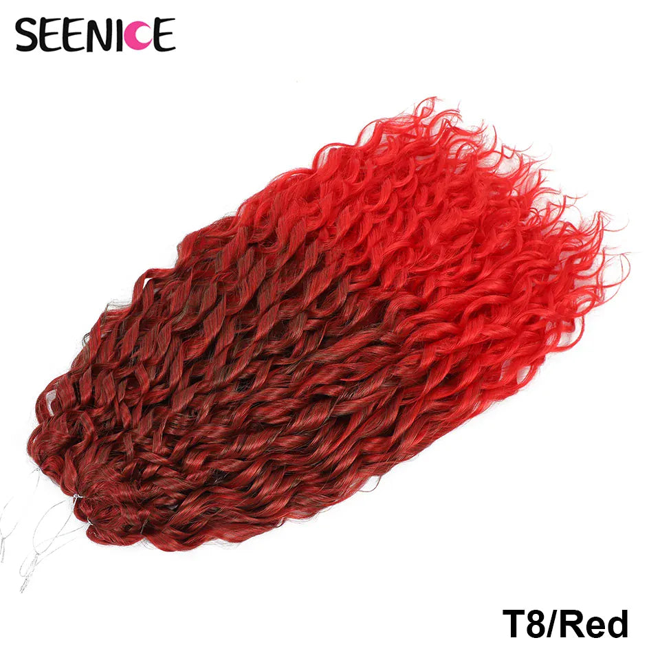 Jessica Synthetic Hair Deep Wave Twist Crochet Hair Braid Afro Curl Ombre Blonde Pink Deep Wavy Braiding Hair Extension ForWomen
