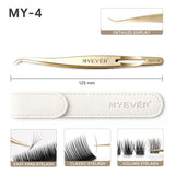 MYEVER Anti-Slip Eyelash Extension Steel Tweezers High-Density Fiber Tip Eyelash & Eyebrow Professional Precision Makeup Tools