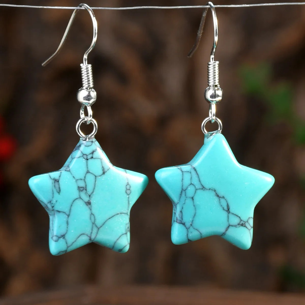 Bohemian colorful natural stone waterdrop earrings for women by HSF Marketplace