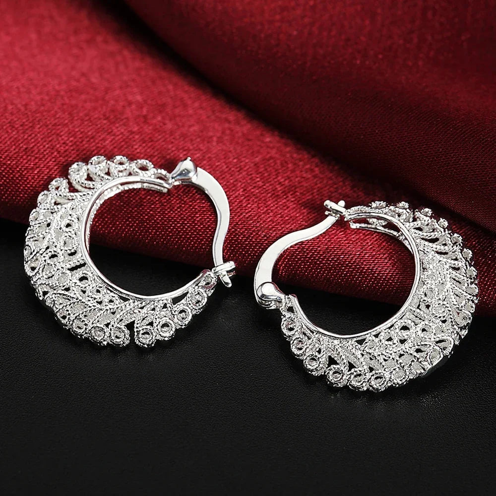 925 sterling silver hoop earrings for women, showcasing a trendy and elegant jewelry design