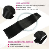 Straight seamless tape-in Remy human hair extensions, 20-piece natural black set by HSF Marketplace