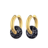 Natural stone turquoise round bead hoop earrings, 3.0mm thick stainless steel jewelry by HSF Marketplace