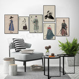 Korean hanbok canvas poster featuring traditional Asian attire, K-Culture home decor by HSF Marketplace