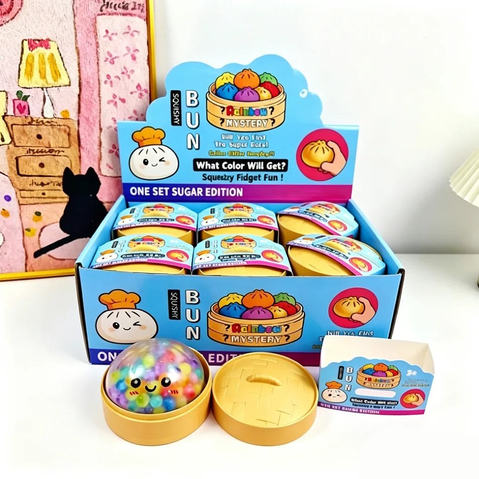 Rainbow dumpling squishy toy by HSF Marketplace for sensory stress relief and fun