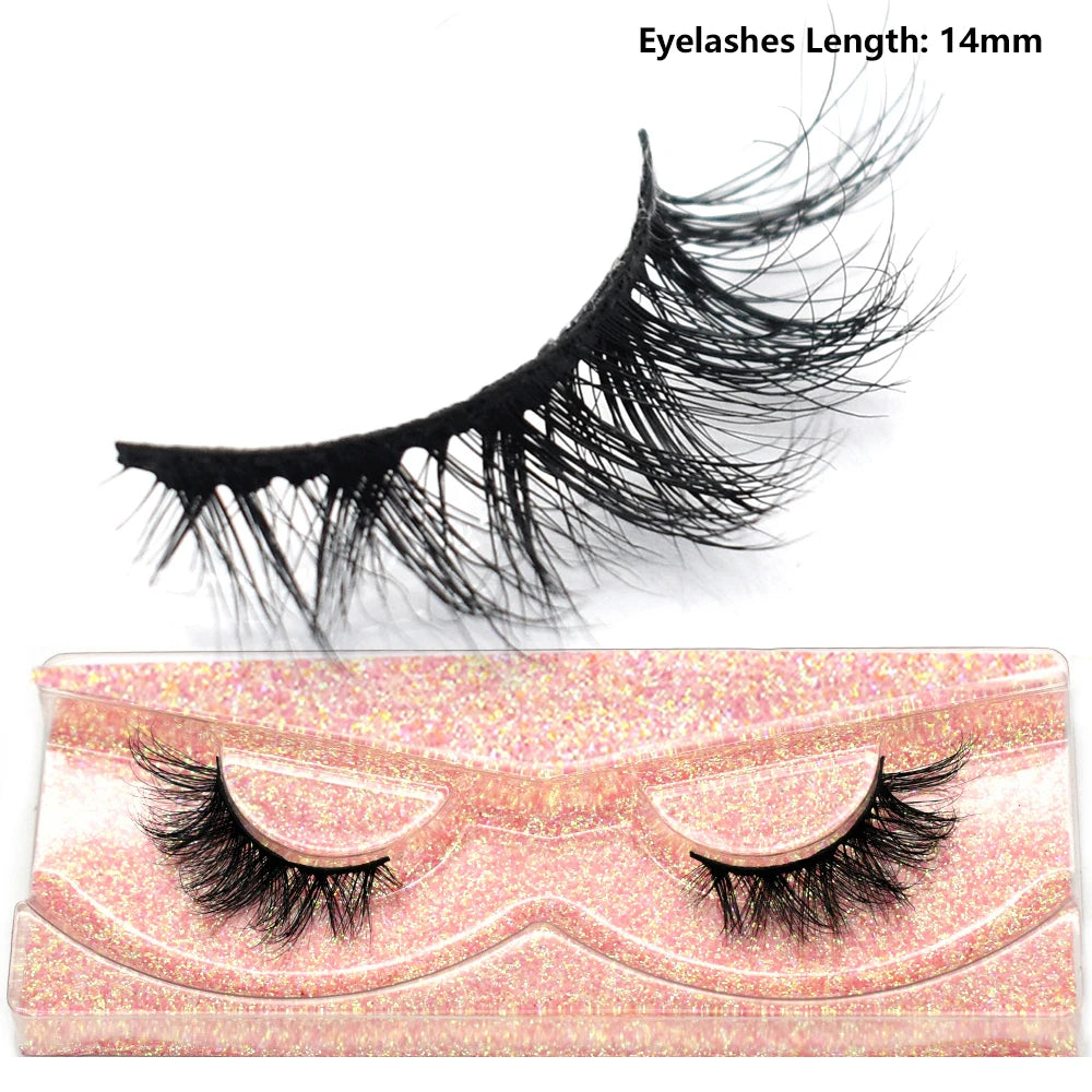 3D Mink Half Eye Lashes Natural Lightweight Short Fake Eyelashes Soft Fluffy Clear Band Strip Mink Lashes Extension