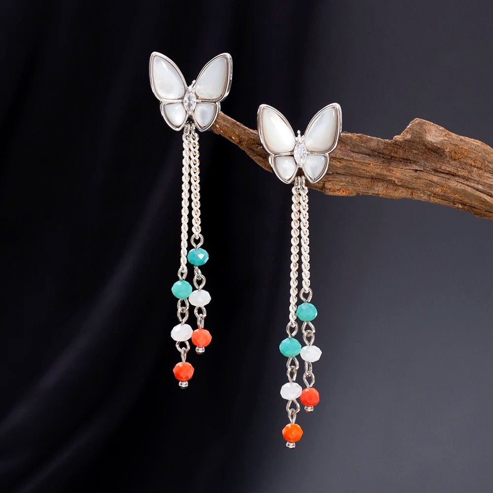 Women's Full Zircon Tassel Earrings Dangle Green Vintage Style Luxury Wedding Jewelry Christmas Valentine's Day Gift Accessories