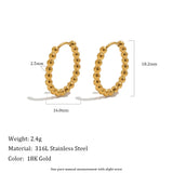 MamacitaSlay 18K gold-plated 316L stainless steel geometric zircon beaded hoop earrings