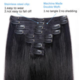 8-piece natural black Remy human hair clip-in extensions with 18 clips for women, HSF Marketplace