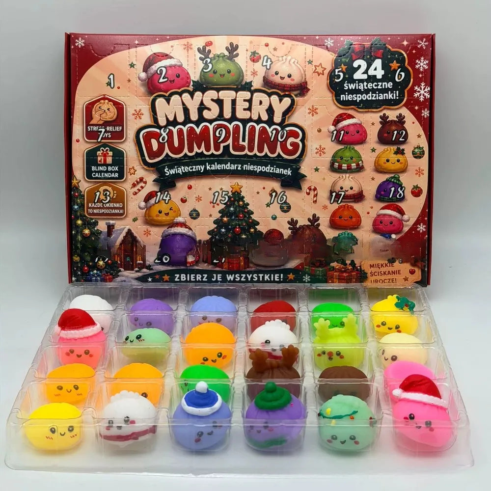 Christmas dumpling squishy advent calendar with 24-day countdown and slow-rising sensory toy by HSF Marketplace