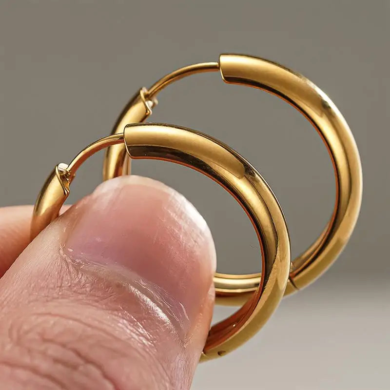 Silver and gold stainless steel hoop earrings for women by HSF Marketplace