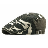 Women's camouflage cotton flat peaked newsboy cap, painter beret hat by HSF Marketplace