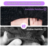 HSF Marketplace 12A 220% density curly human hair half wig in natural black with drawstring and headband