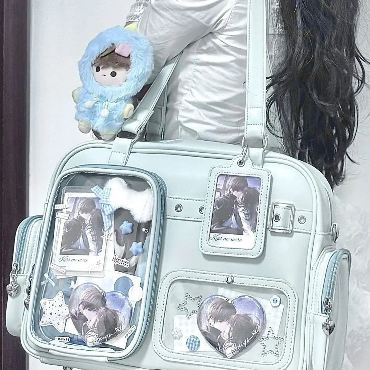 Harajuku Pin Doll 20cm display Ita bag by HSF Marketplace featuring PU leather, large capacity, shoulder bag style for women.