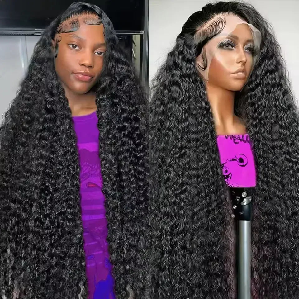 250% Density 40 42 inch 13x6 Glueless Wig Deep Wave Human Hair Wigs HD Lace Wigs For All African American Women Pre Plucked Baby Hair Natural Hairline Daily Party Wedding Wear Clearance Big Discount Limited Stock