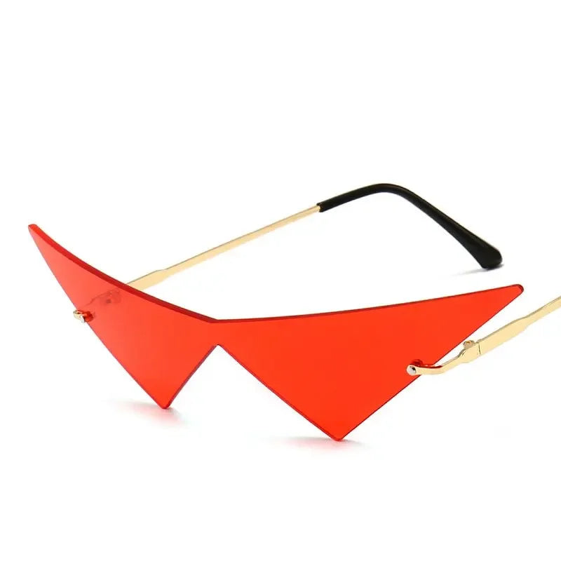 Fashion rimless triangle sunglasses for women by HSF Marketplace, featuring stylish catwalk design and UV400 protection.