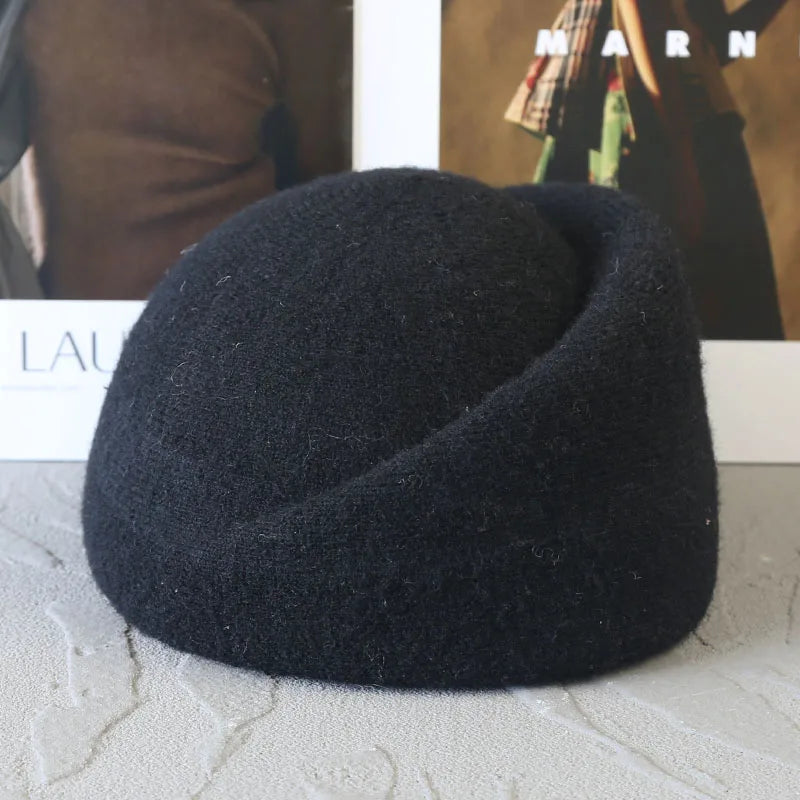 Women's warm wool blend winter beret hat in elegant style, HSF Marketplace brand