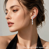925 sterling silver single ear climber stud with water drop design, glamorous romantic jewelry for women by HSF Marketplace