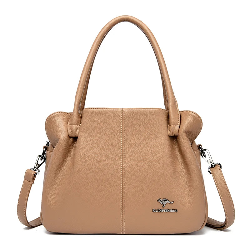 Luxury women's leather handbag by HSF Marketplace, large capacity tote with casual shoulder strap, soft leather purse for ladies.