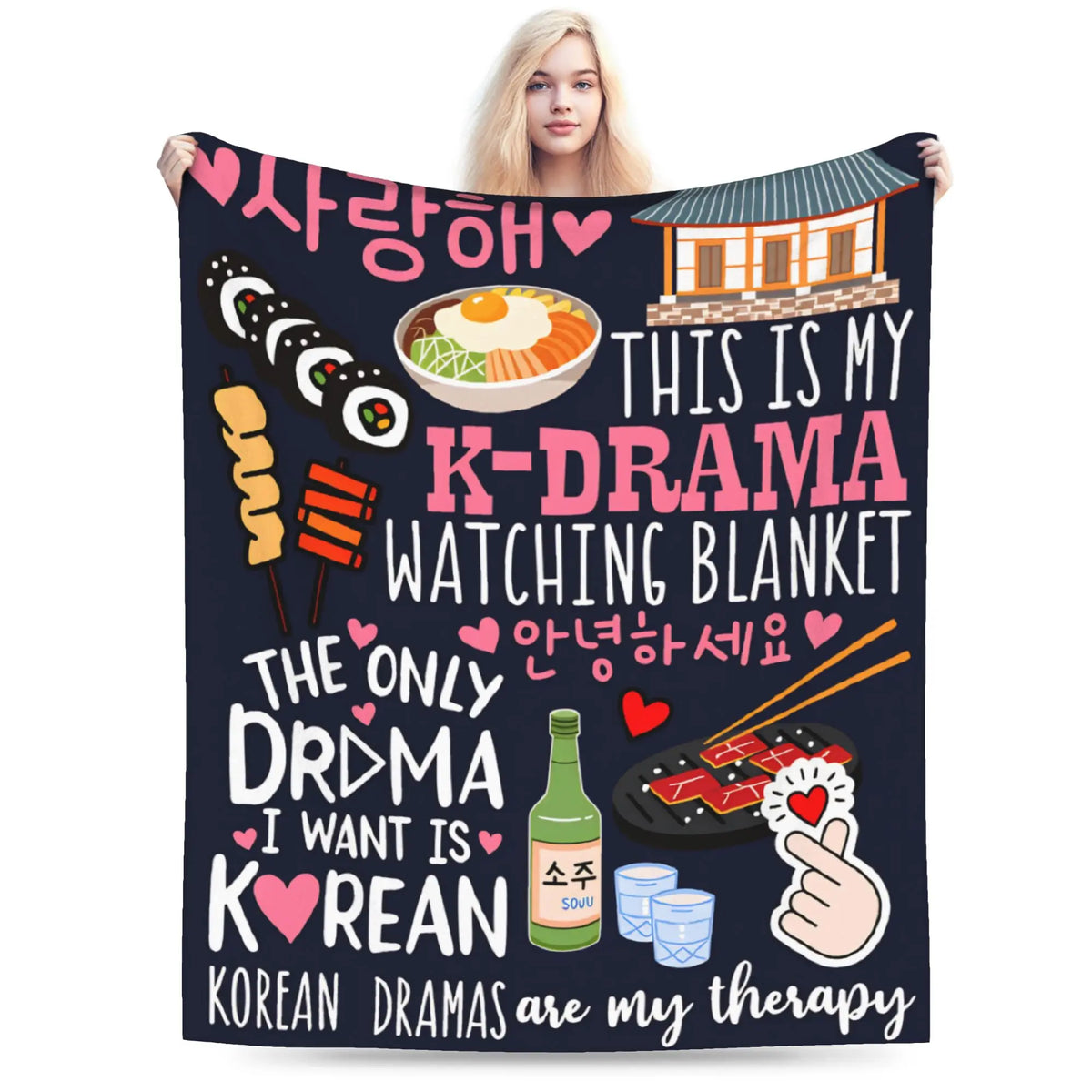 K-Drama plush blanket by HSF Marketplace, soft K-Culture design for cozy comfort and style