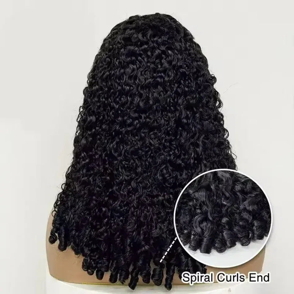 12A Burmese Curly Human Hair Wigs Brazilian 250% Density 13x6 HD Transparent Lace Frontal Wig For Women Water Wave Lace Front Wigs With Spiral End