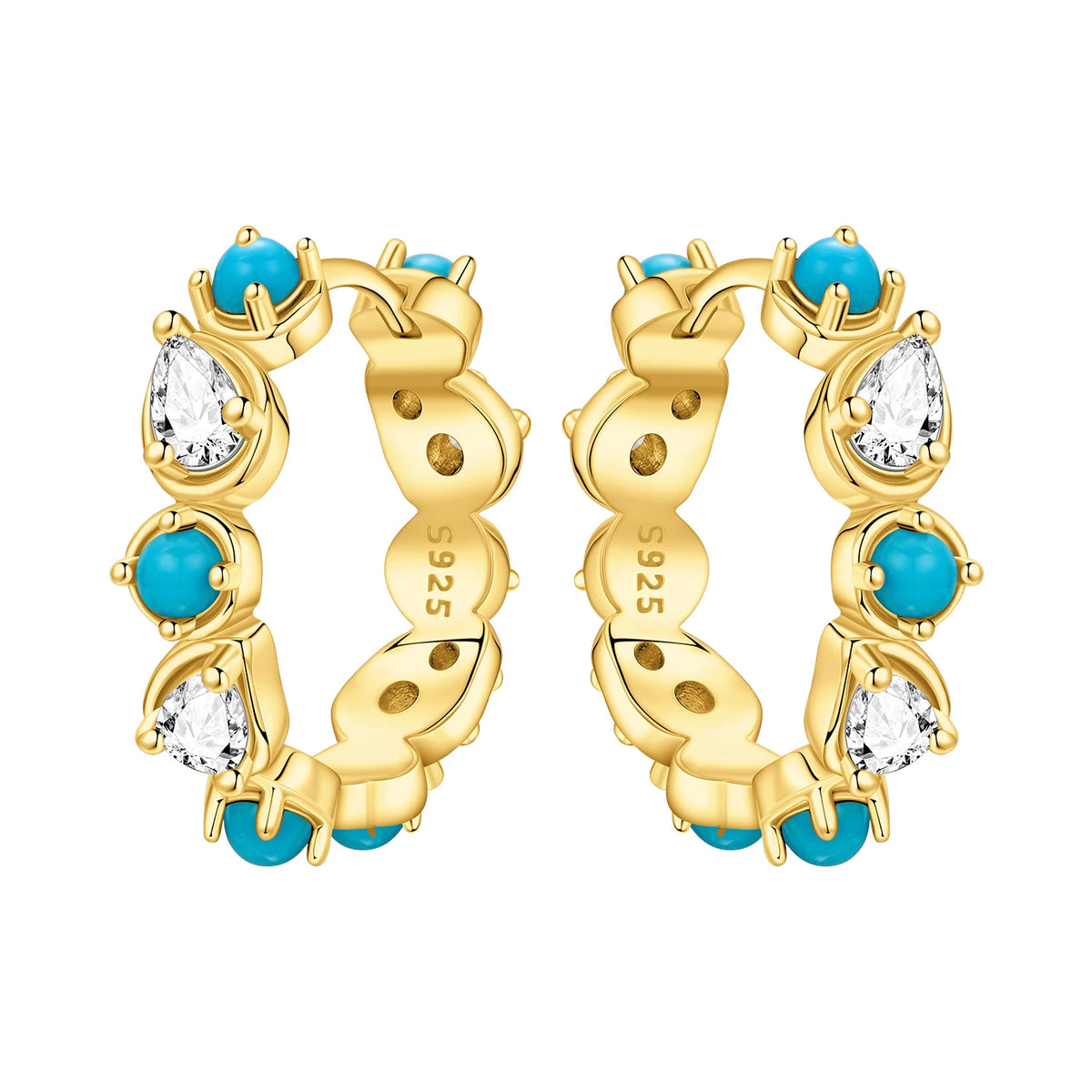 925 sterling silver 18K gold-plated cherry blossom butterfly hoop earrings for women