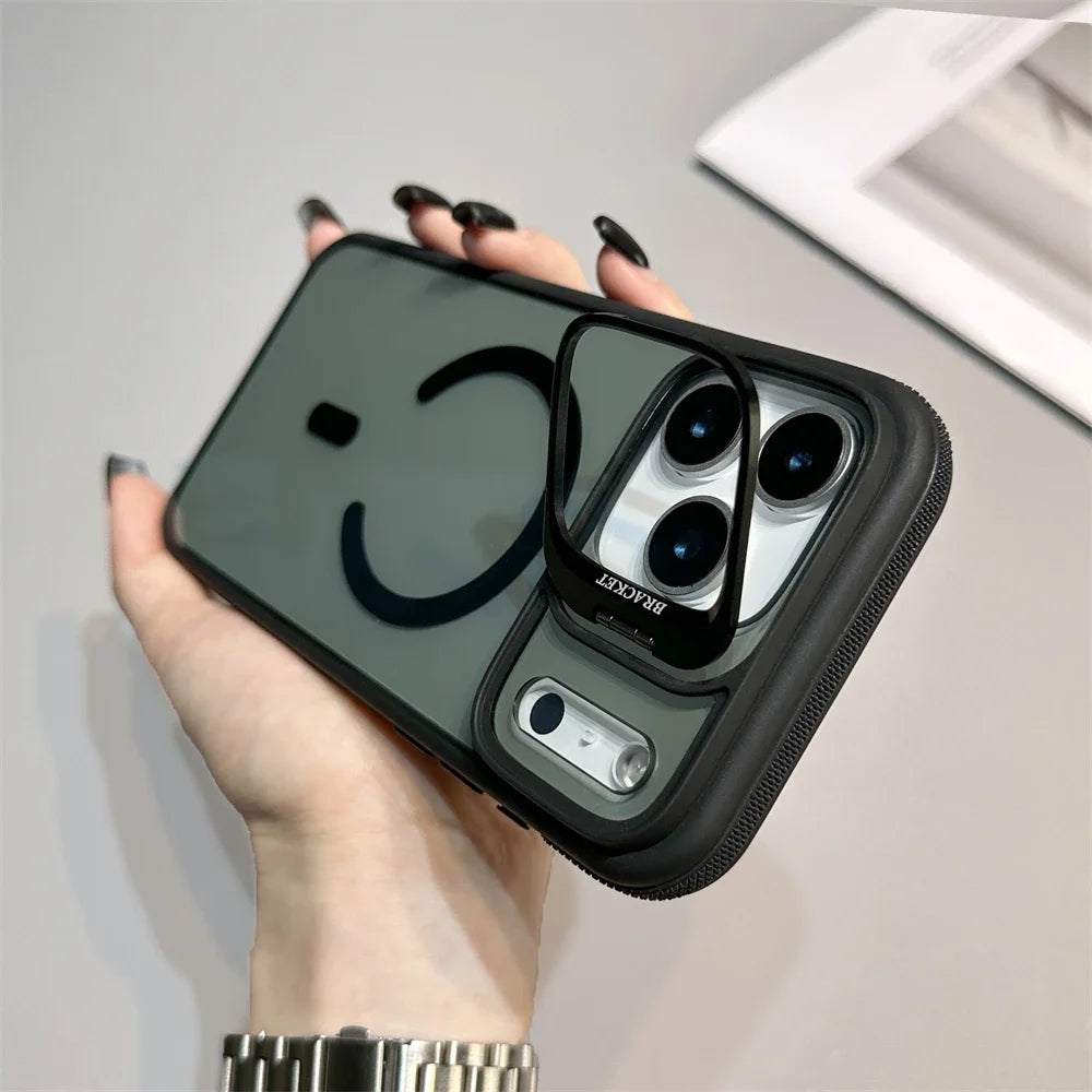 Magnetic matte phone case with kickstand for iPhone 17 and iPhone 16 by HSF Marketplace
