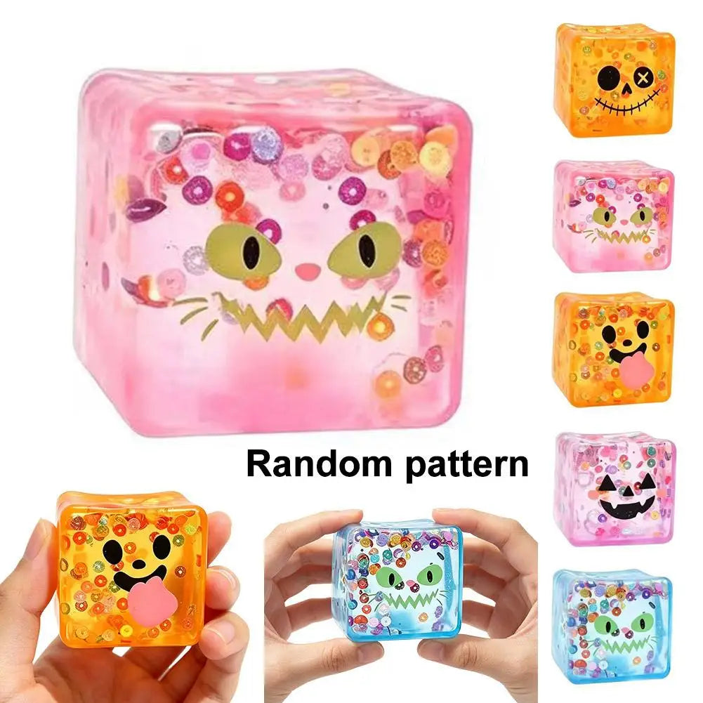2026 New Luminous Halloween Spooky Squishy Cubes, Cartoon Characters Soft Squeeze ASMR Decompression Party Favor Gifts