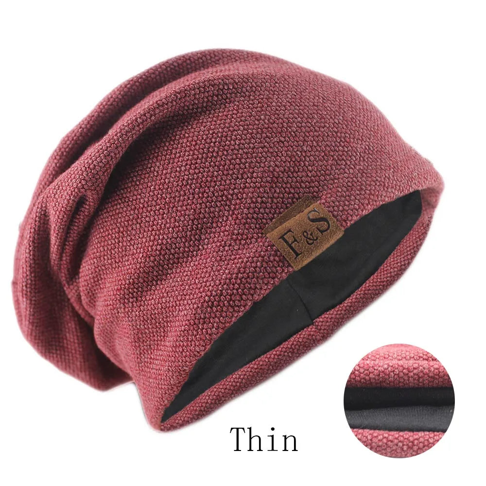 Women's autumn knitted solid color bonnet beanie hat, soft casual turban style for men and women