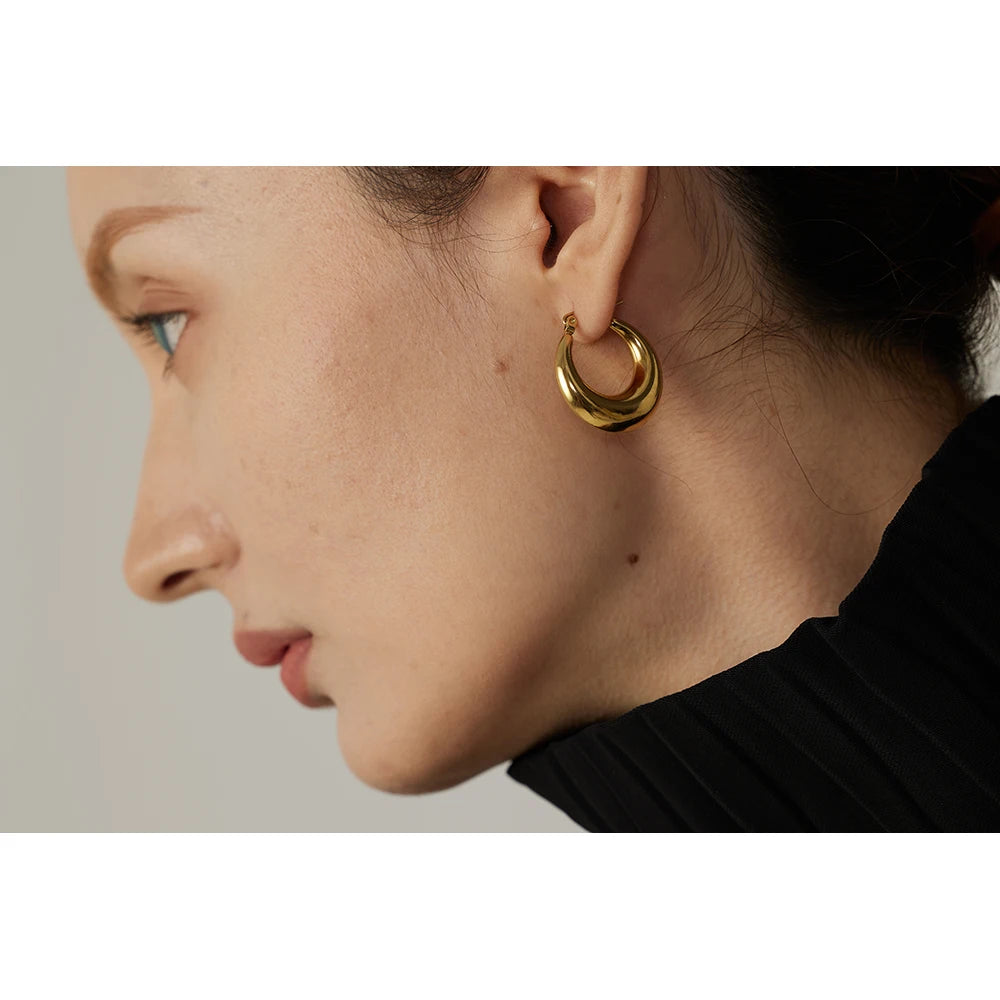 Geometric stainless steel hoop earrings for women by HSF Marketplace