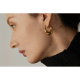 Geometric stainless steel hoop earrings for women by HSF Marketplace