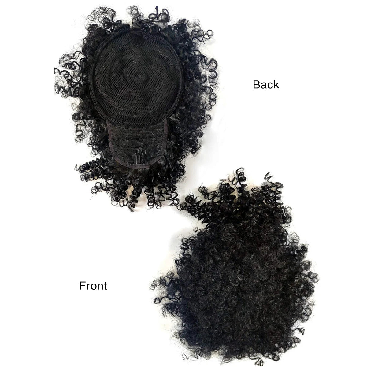 HSF Marketplace Afro Puff Drawstring Ponytail with Bangs, short kinky curly pineapple updo bun for Black women and girls
